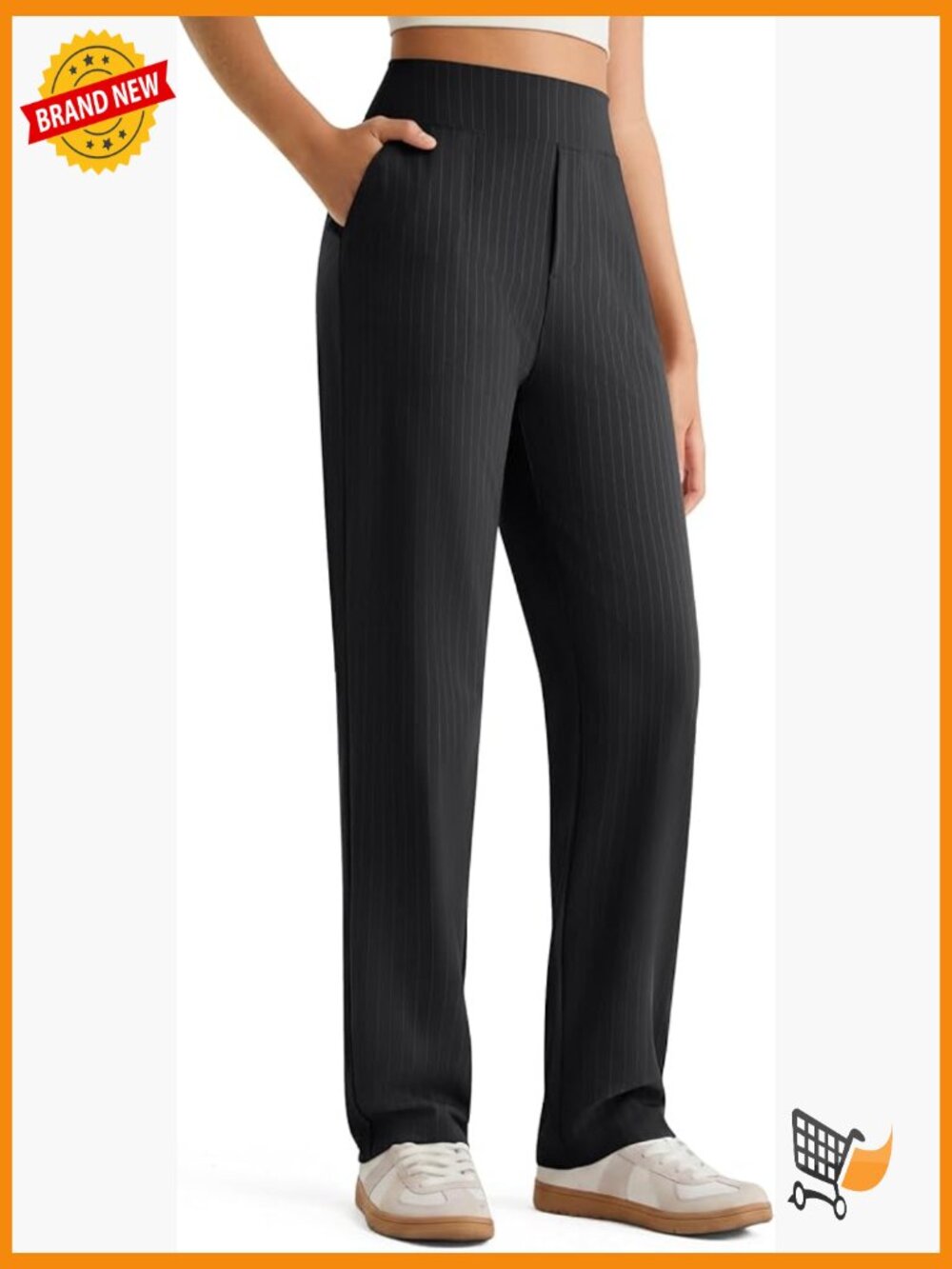 High Waisted Straight Leg Yoga Pants with Pockets Dress Pants Business Casual
